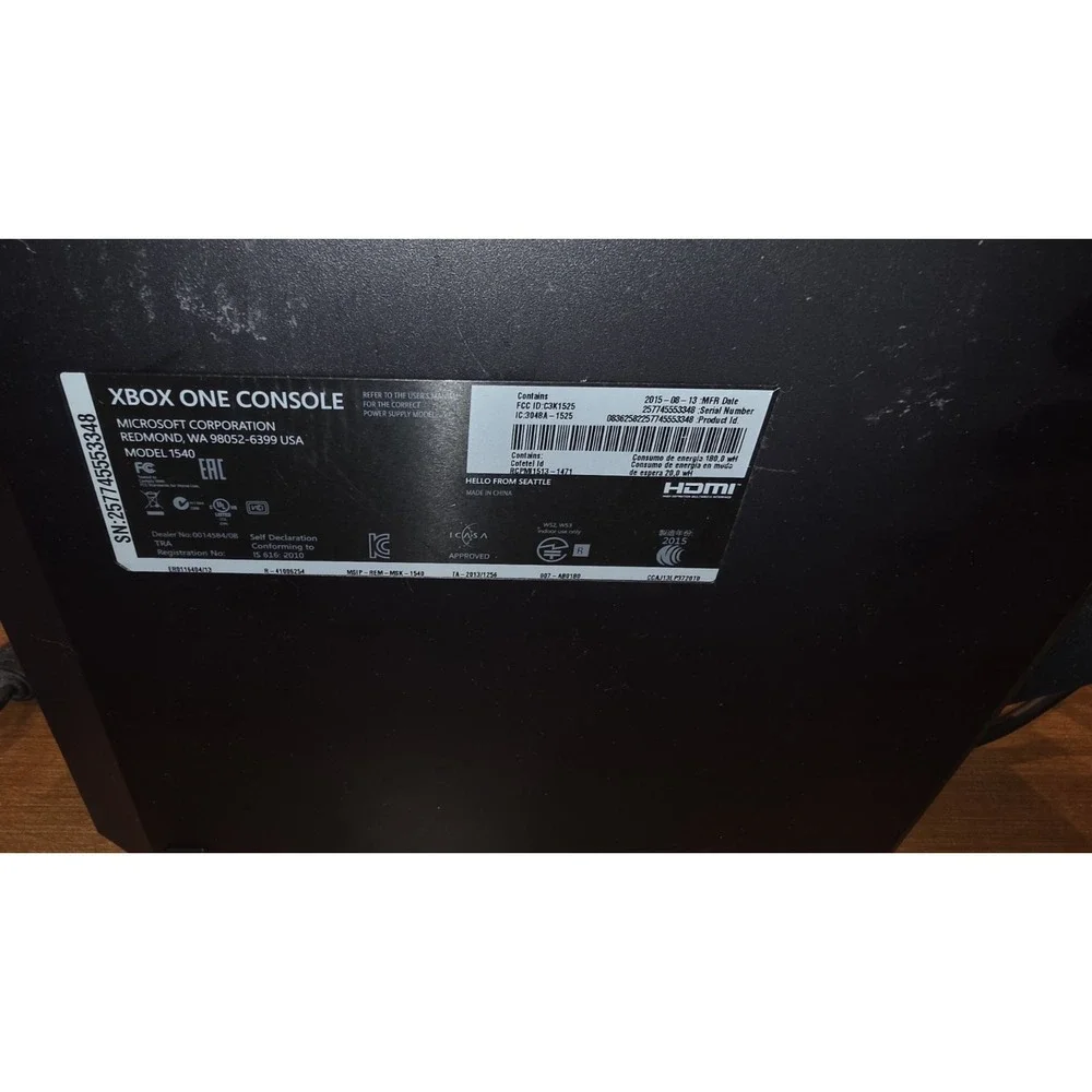 Microsoft Xbox One 500GB - Used Black Console 1540 Tested -Working +Power Brick